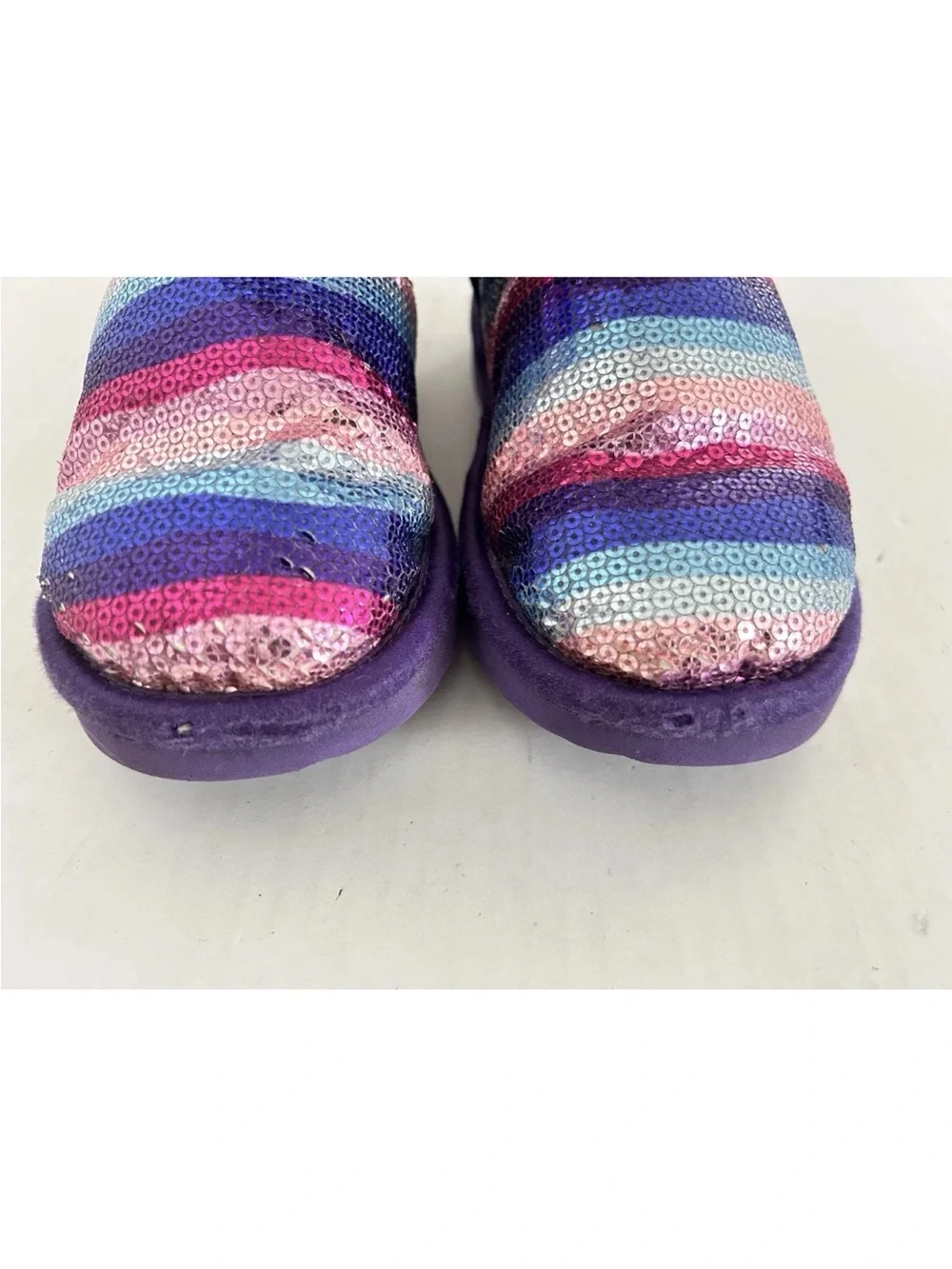 UGG | Classic Short II Girls Size 12 Purple Rainbow Sequins Slip On